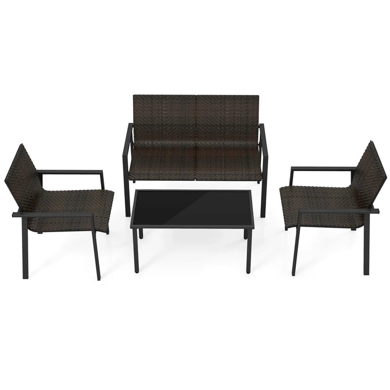 4 Pieces Patio Furniture Set with Heavy Duty Galvanized Metal Frame by DirectDeals