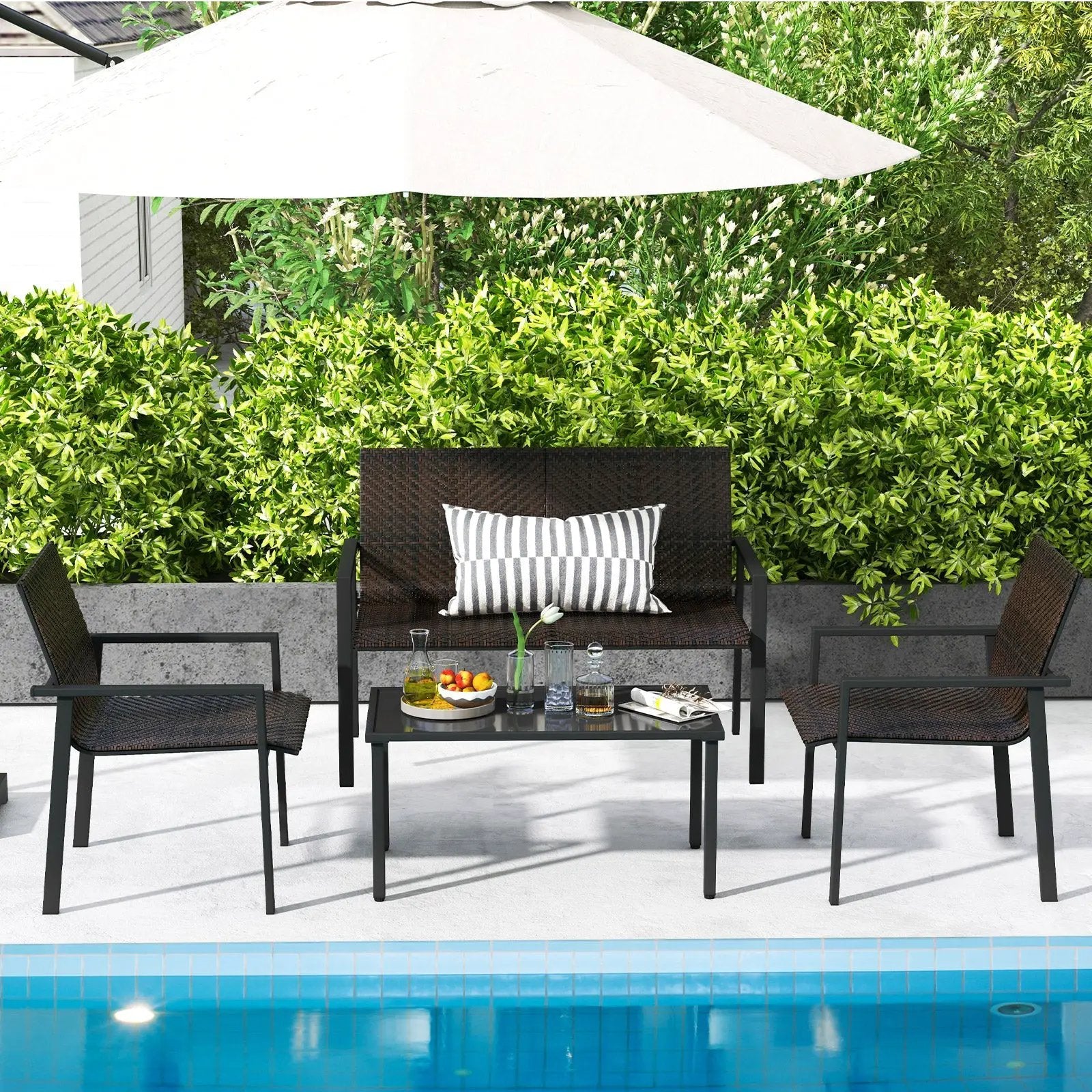 4 Pieces Patio Furniture Set with Heavy Duty Galvanized Metal Frame by DirectDeals