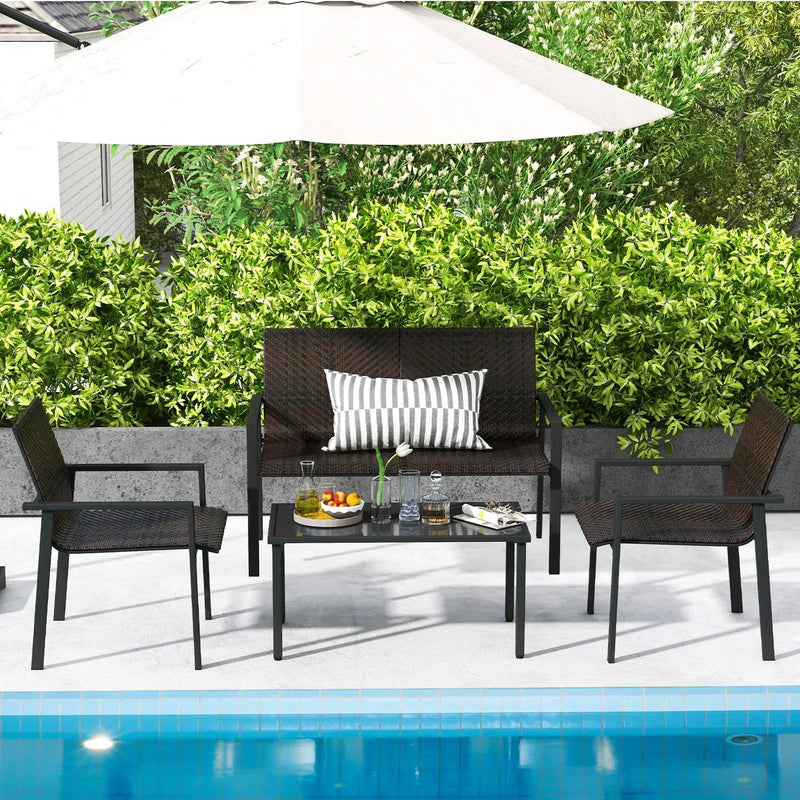 4 Pieces Patio Furniture Set with Heavy Duty Galvanized Metal Frame by DirectDeals