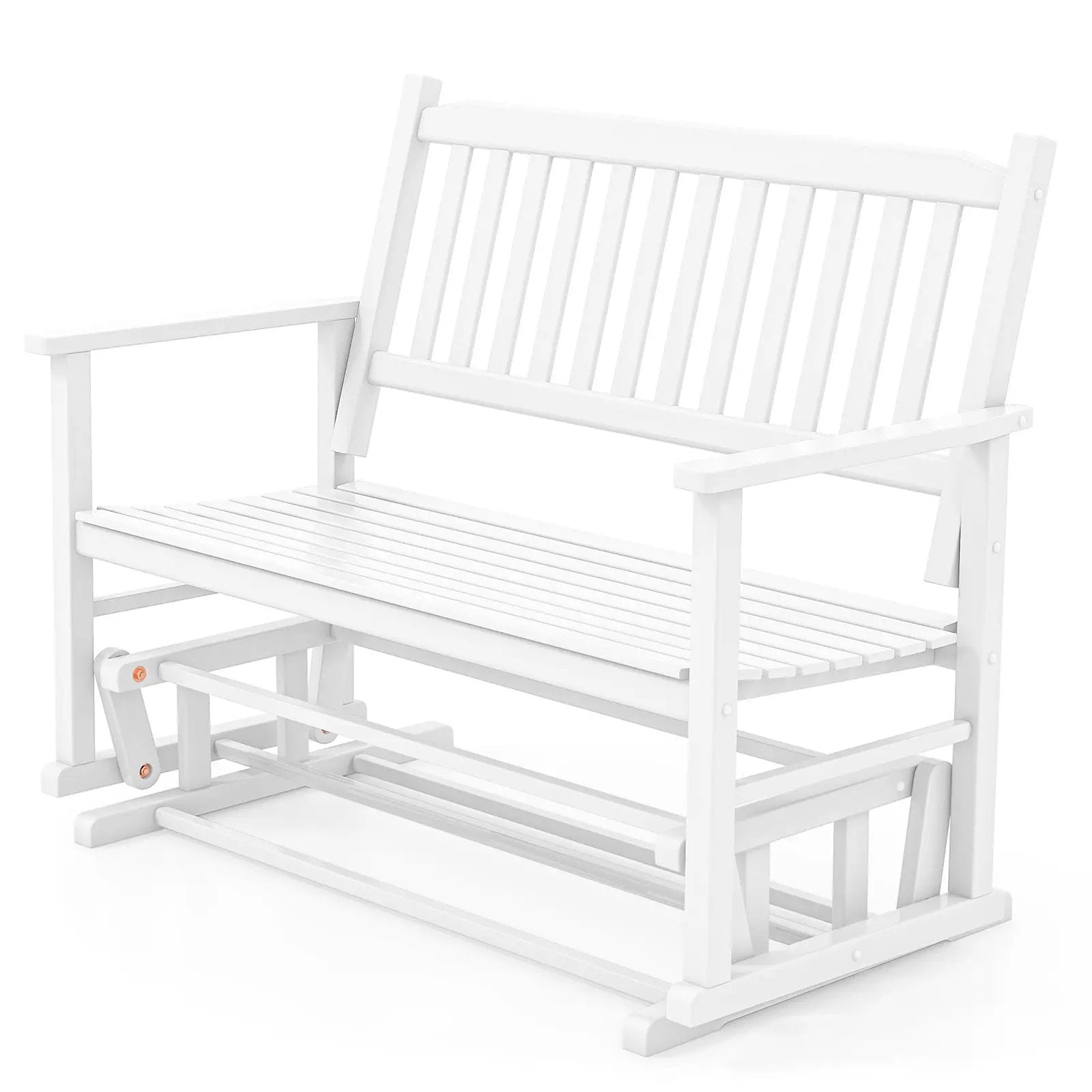 2 Seats Outdoor Glider Bench with Armrests and Slatted Seat by DirectDeals