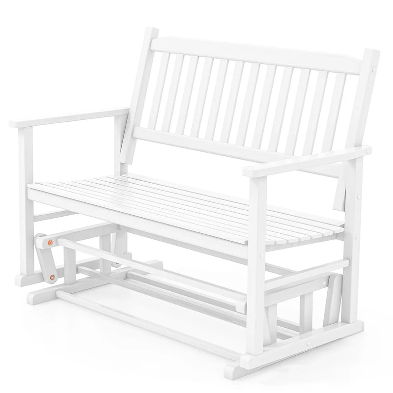 2 Seats Outdoor Glider Bench with Armrests and Slatted Seat by DirectDeals