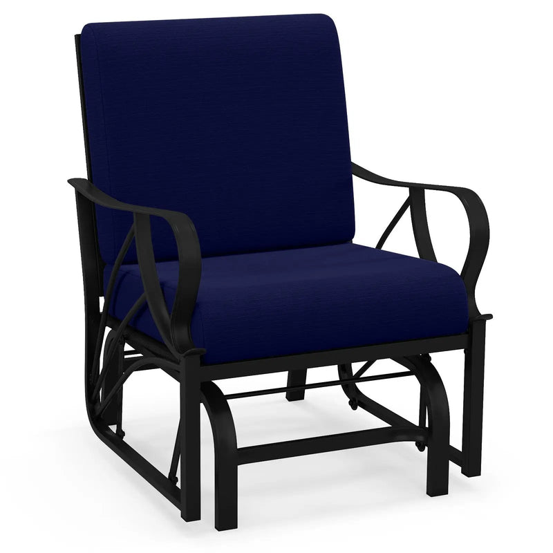 Patio Glider Rocking Chair with Thick Cushion and Curved Armrest by DirectDeals