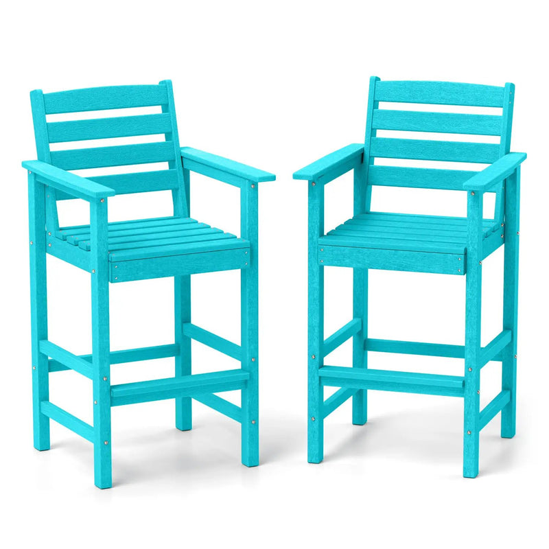 Patio HDPE Adirondack Bar Chairs Set of 2 with Wide Armrests by DirectDeals