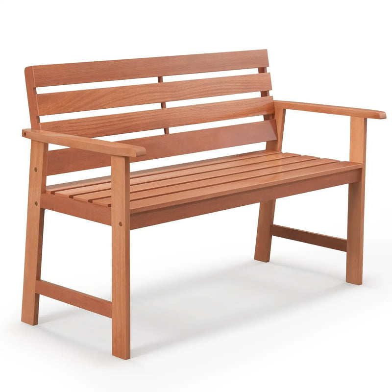 Patio Solid Wood Bench Wood 2-Seat Chair with Breathable Slatted Seat & Inclined Backrest by DirectDeals