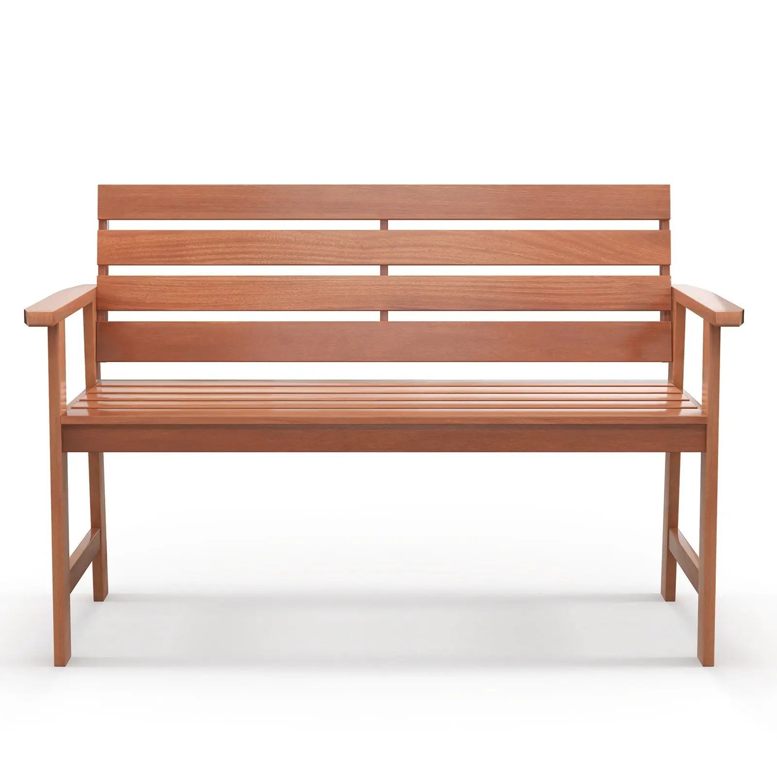 Patio Solid Wood Bench Wood 2-Seat Chair with Breathable Slatted Seat & Inclined Backrest by DirectDeals