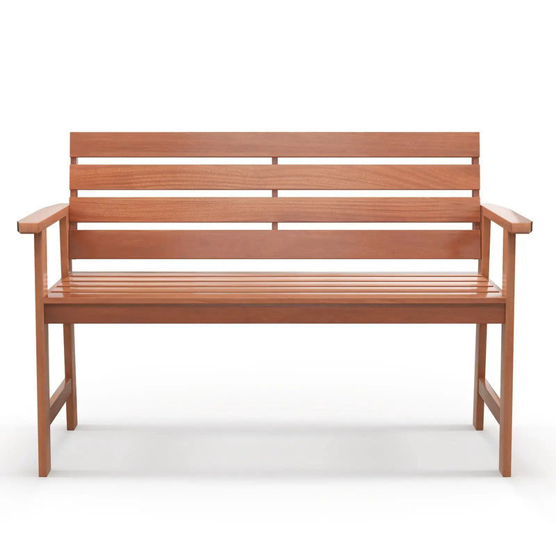 Patio Solid Wood Bench Wood 2-Seat Chair with Breathable Slatted Seat & Inclined Backrest by DirectDeals