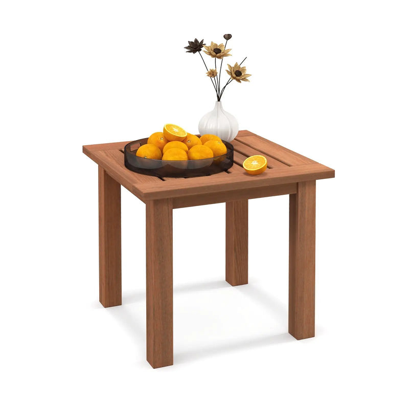 Patio Hardwood Square Side Table with Slatted Tabletop by DirectDeals