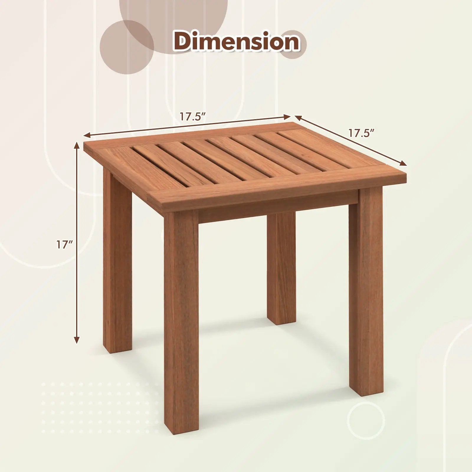 Patio Hardwood Square Side Table with Slatted Tabletop by DirectDeals