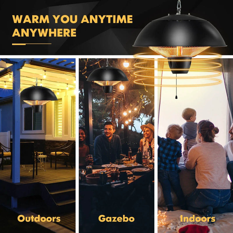 Electric Patio Heater 1500W Hanging Halogen IPX4 Waterproof by DirectDeals