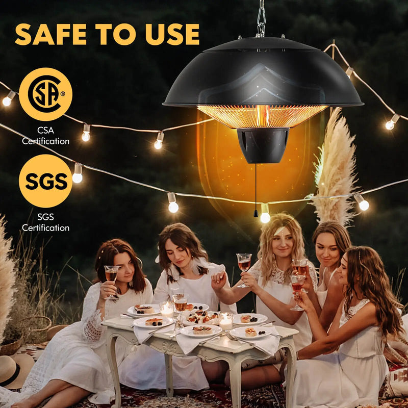 Electric Patio Heater 1500W Hanging Halogen IPX4 Waterproof by DirectDeals