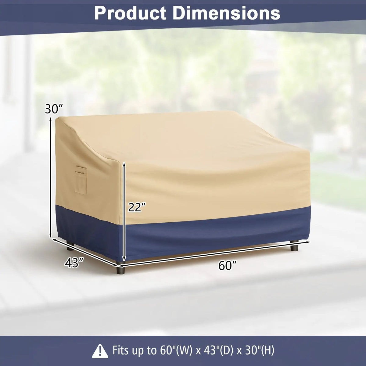 Patio Furniture Cover with Padded Handle and Click-Close Straps by DirectDeals