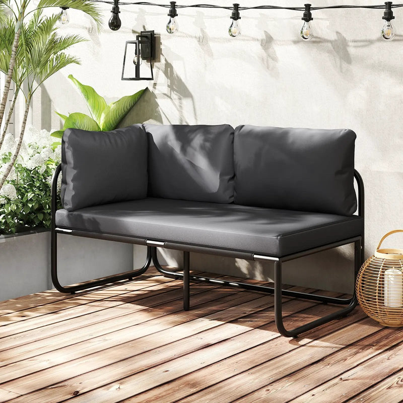 Patio Loveseat Sofa Couch with Removable Pillows and Seat Cushion-Gray by DirectDeals