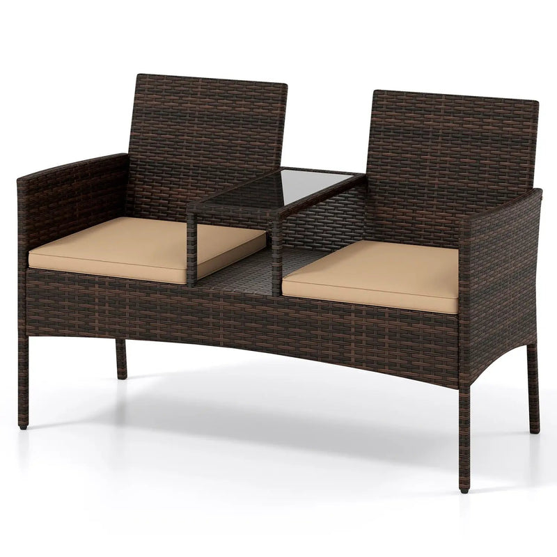 Patio Loveseat 2-Seat Conversation Set with Coffee Table by DirectDeals