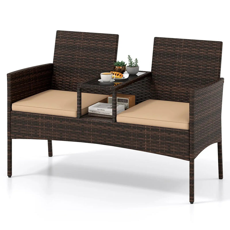 Patio Loveseat 2-Seat Conversation Set with Coffee Table by DirectDeals