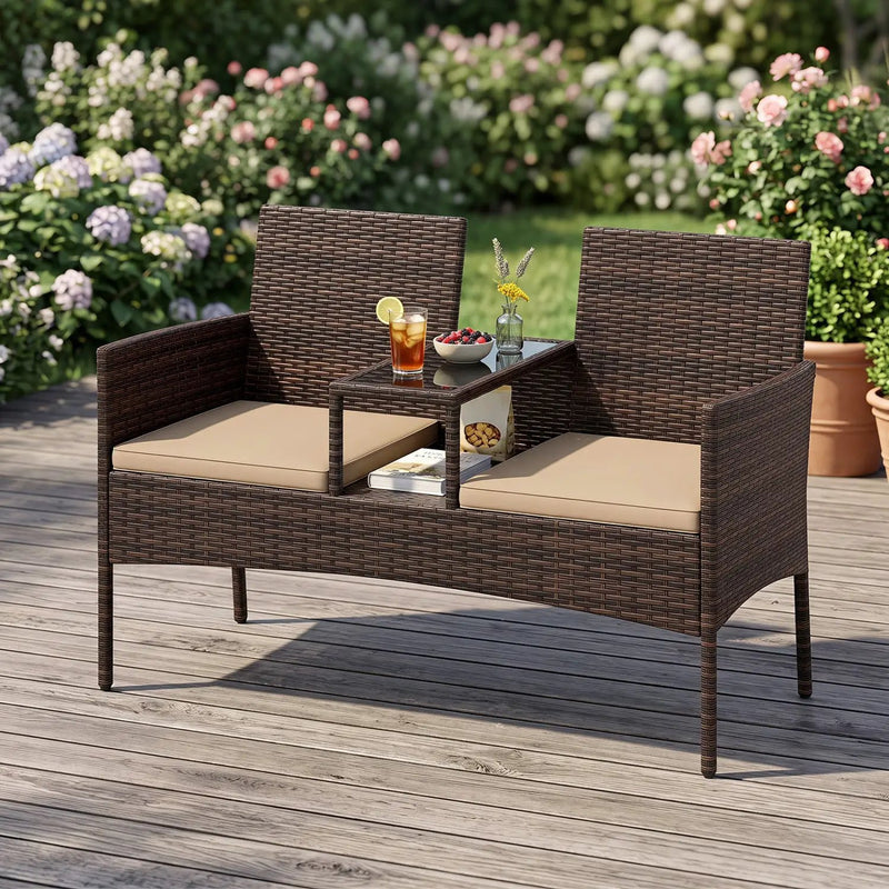 Patio Loveseat 2-Seat Conversation Set with Coffee Table by DirectDeals