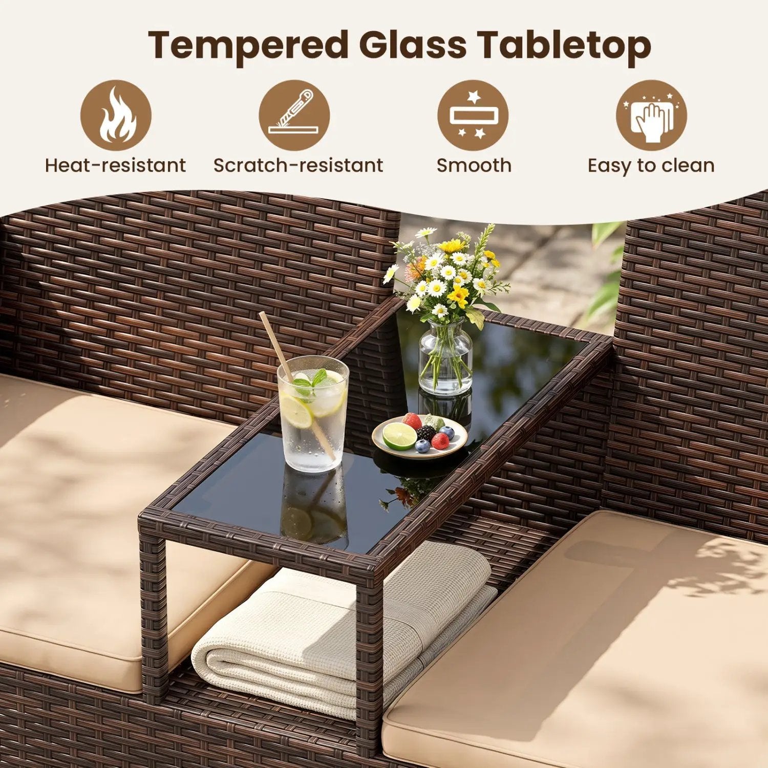 Patio Loveseat 2-Seat Conversation Set with Coffee Table by DirectDeals