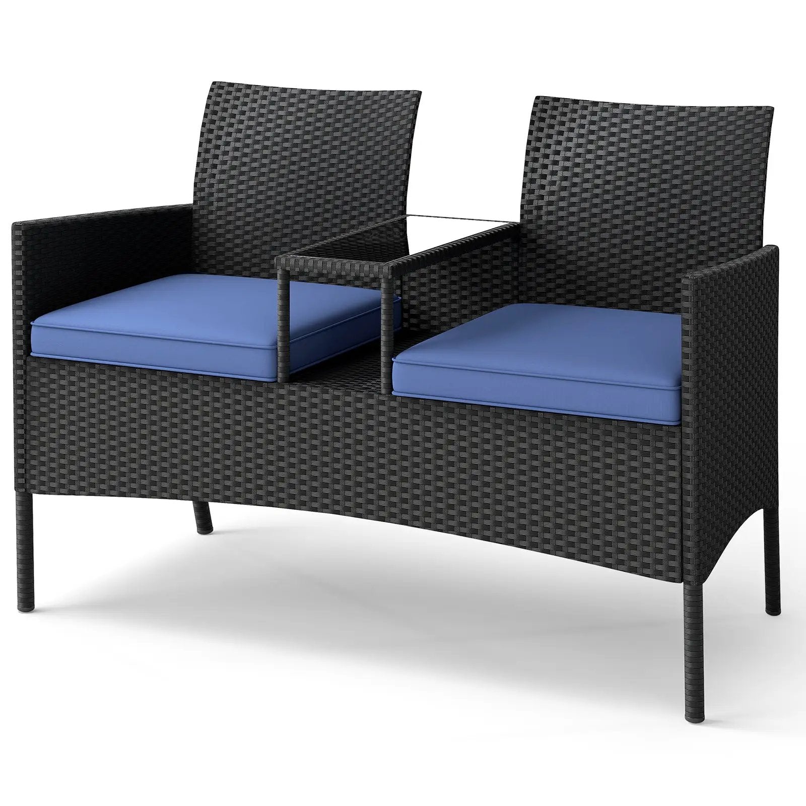Patio Loveseat with Built-in Table for Backyard Porch by DirectDeals