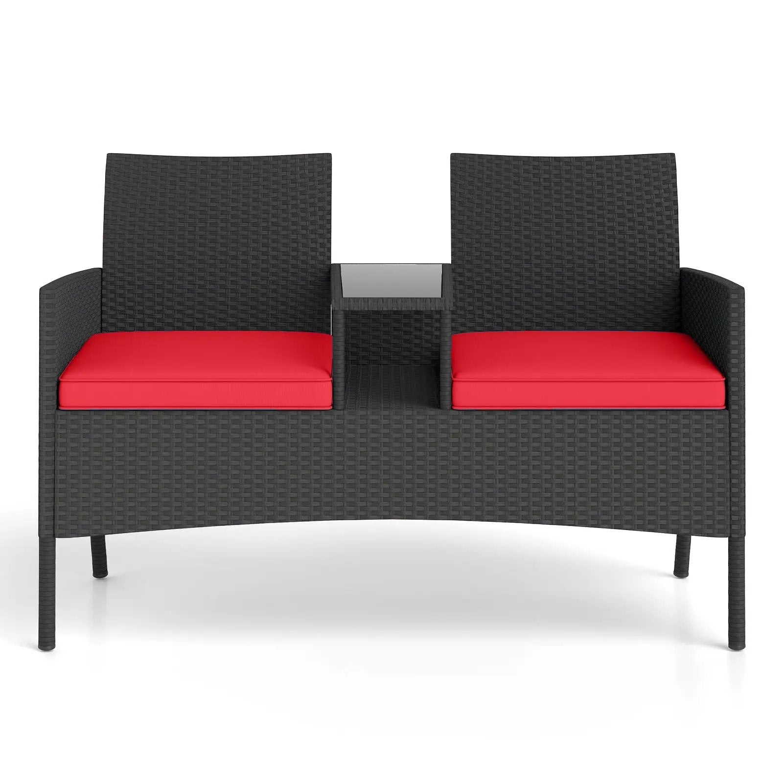Patio Loveseat with Built-in Table for Backyard Porch by DirectDeals