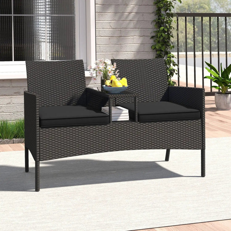 Patio Loveseat with Built-in Table and Storage by DirectDeals