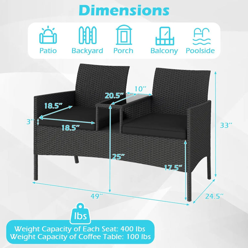 Patio Loveseat with Built-in Table and Storage by DirectDeals