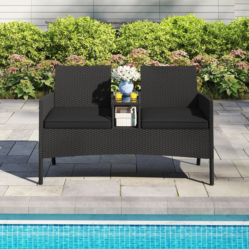 Patio Loveseat with Built-in Table and Storage by DirectDeals