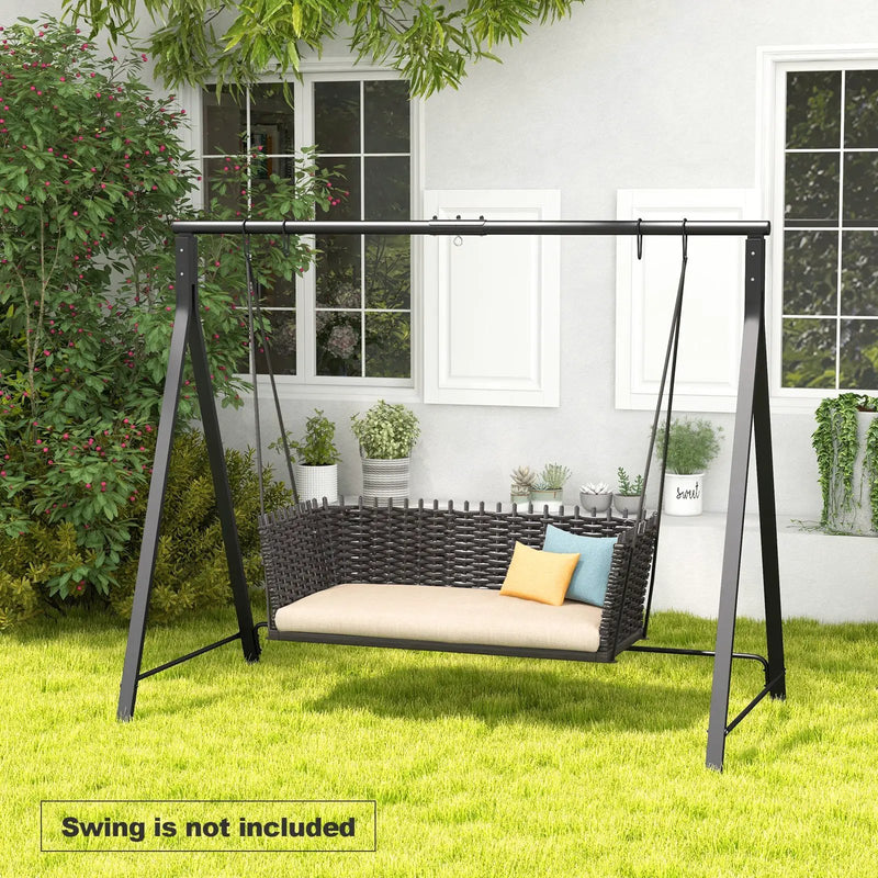 Patio Metal Swing Stand with A-Shaped Structure-Black by DirectDeals