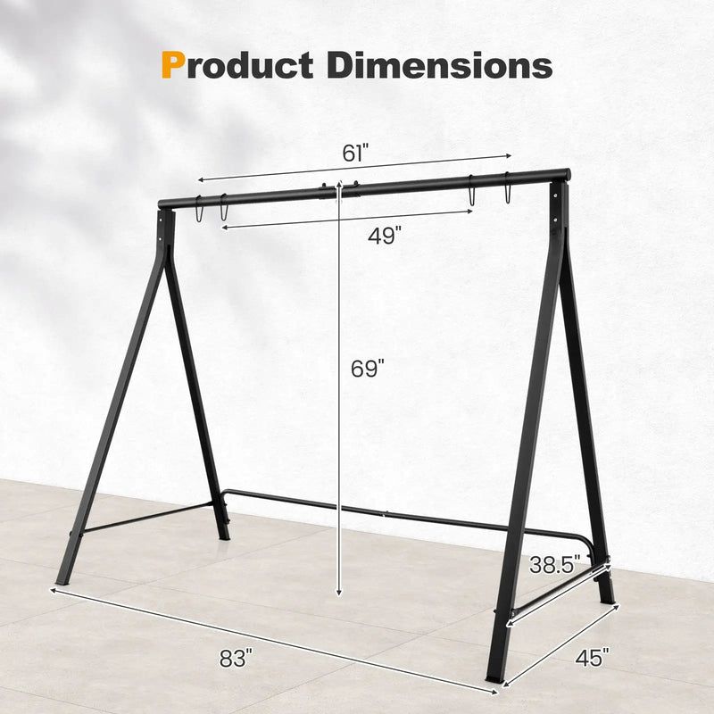 Patio Metal Swing Stand with A-Shaped Structure-Black by DirectDeals