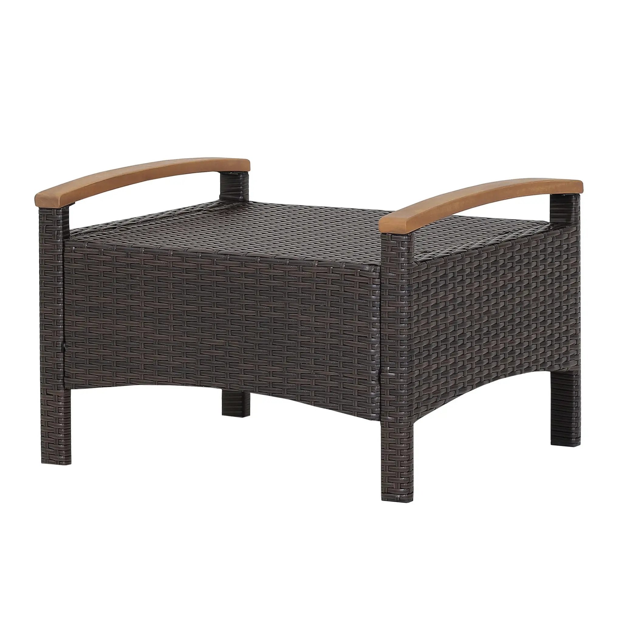 Set of 2 Fade-Resistant Wicker Patio Ottoman by DirectDeals