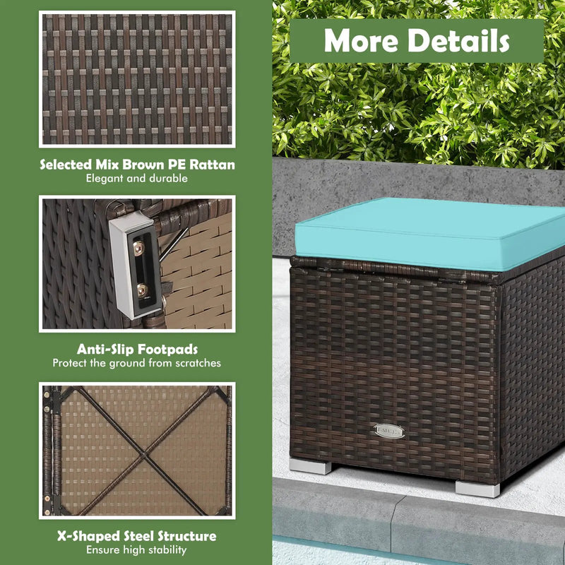 2 Pieces Patio Ottoman with Hidden Storage Space-Mix Grey by DirectDeals