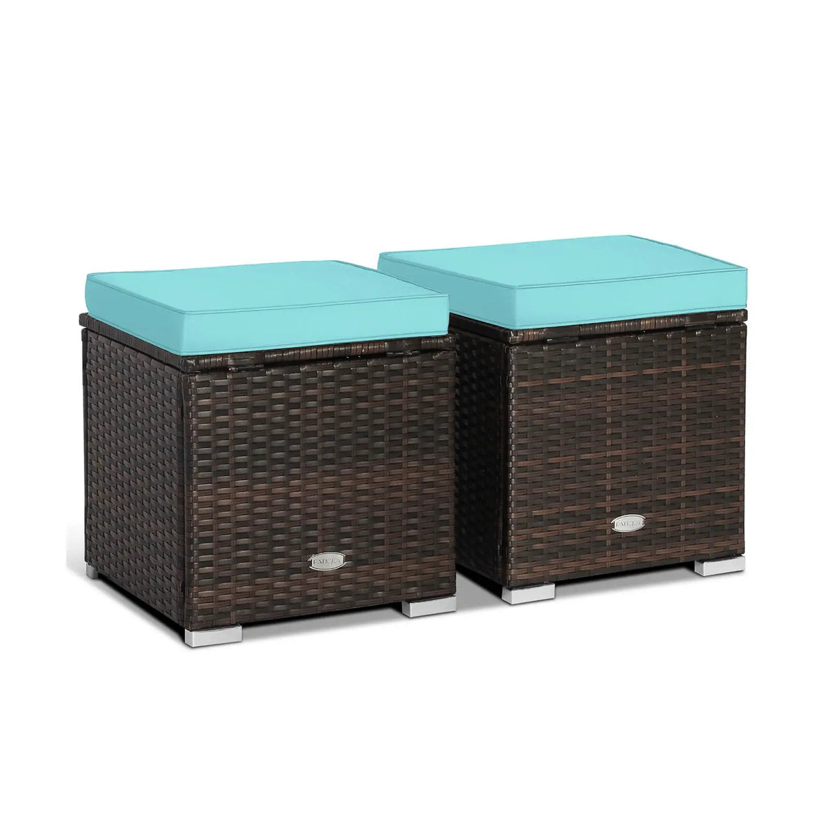 2 Pieces Patio Ottoman with Hidden Storage Space-Mix Grey, photo 10 of 24