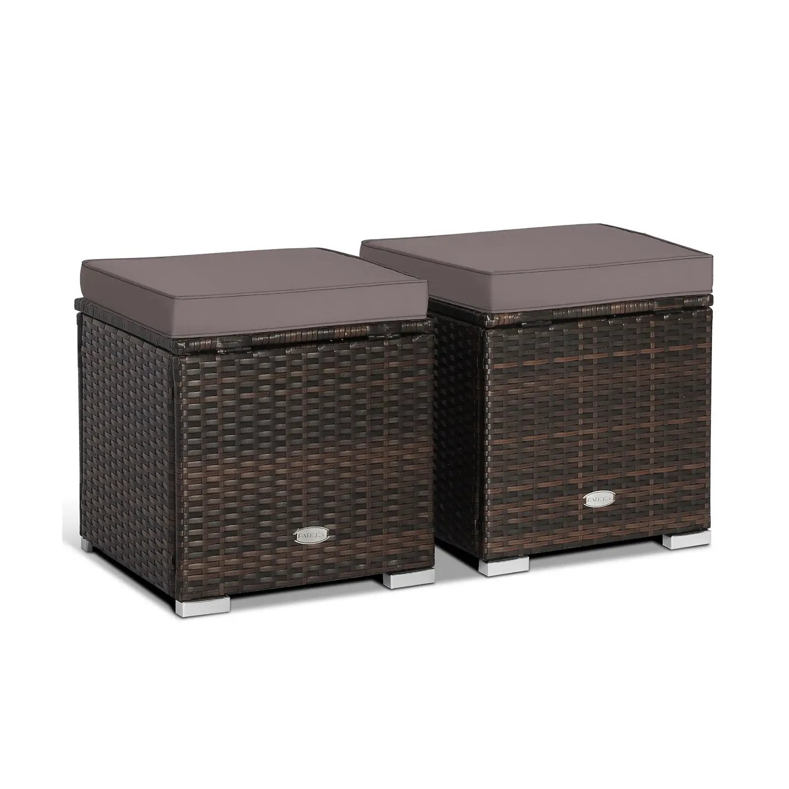 2 Pieces Patio Ottoman with Removable Cushions-Gray by DirectDeals
