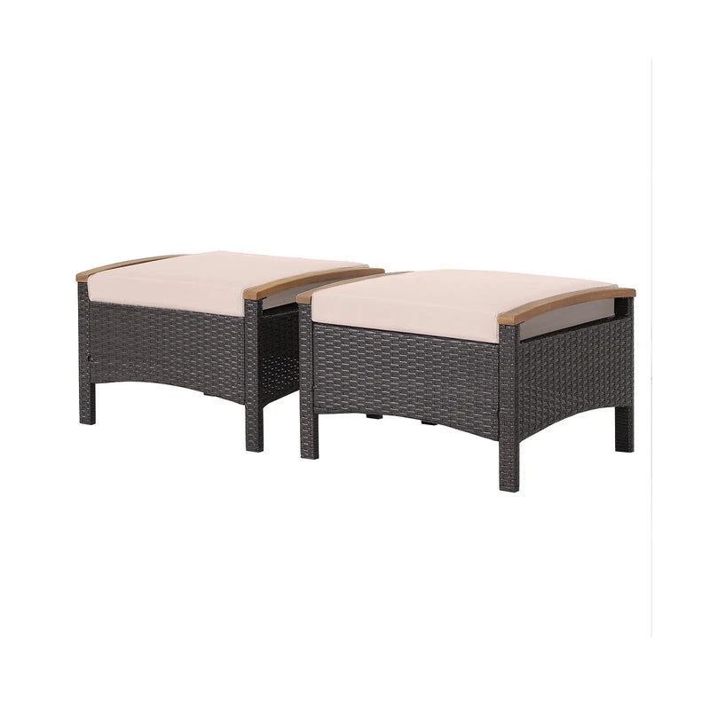 Set of 2 Fade-Resistant Wicker Patio Ottoman by DirectDeals