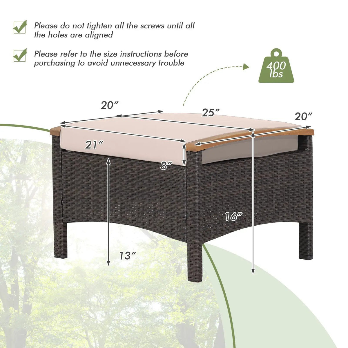 Set of 2 Fade-Resistant Wicker Patio Ottoman, photo 4 of 11