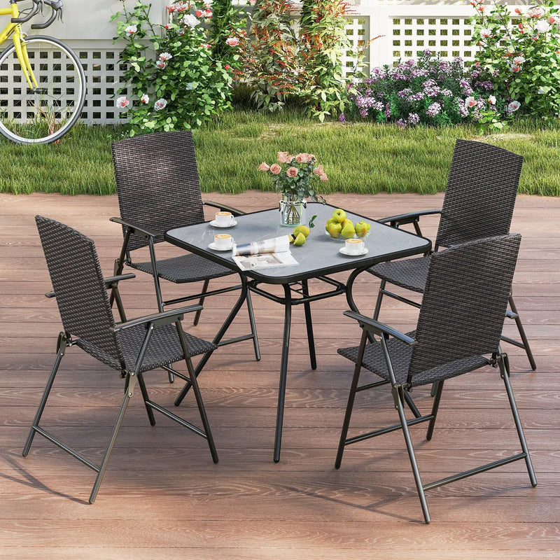 Folding Wicker Patio Dining Chairs with Armrests - Set of 2 by DirectDeals