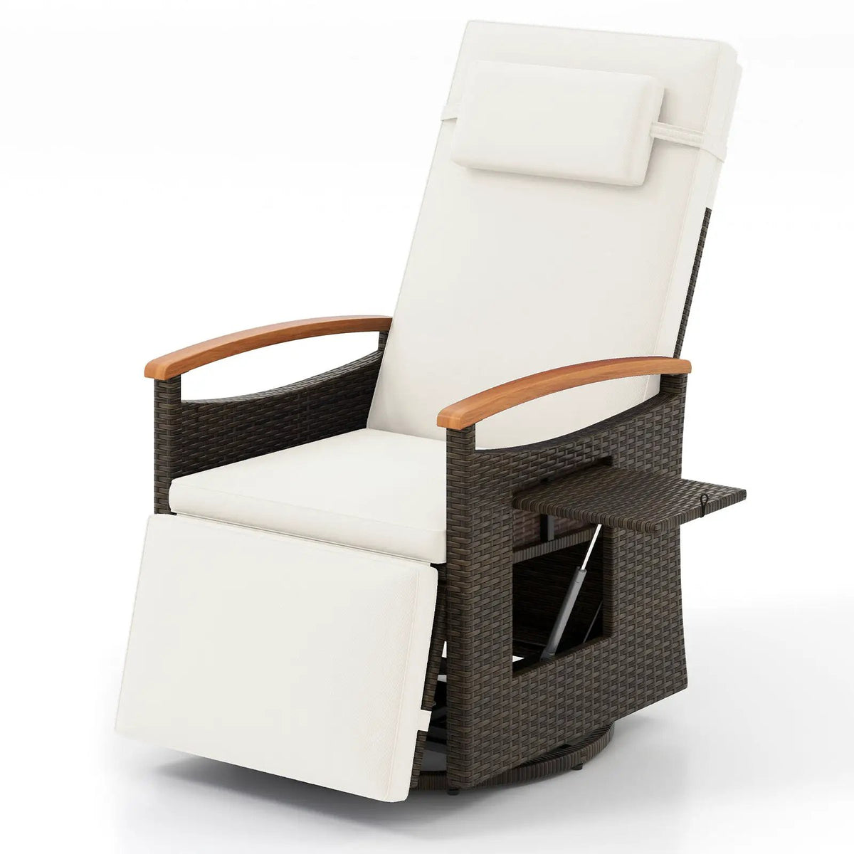 Patio Rattan 360° Swivel Recliner Chair with Adjustable Backrest and Footrest, photo 13 of 13