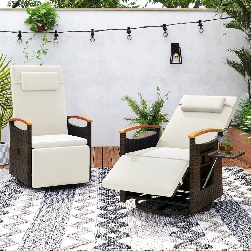 Swivel Reclining Chaise Lounge Set with Adjustable Backrest by DirectDeals