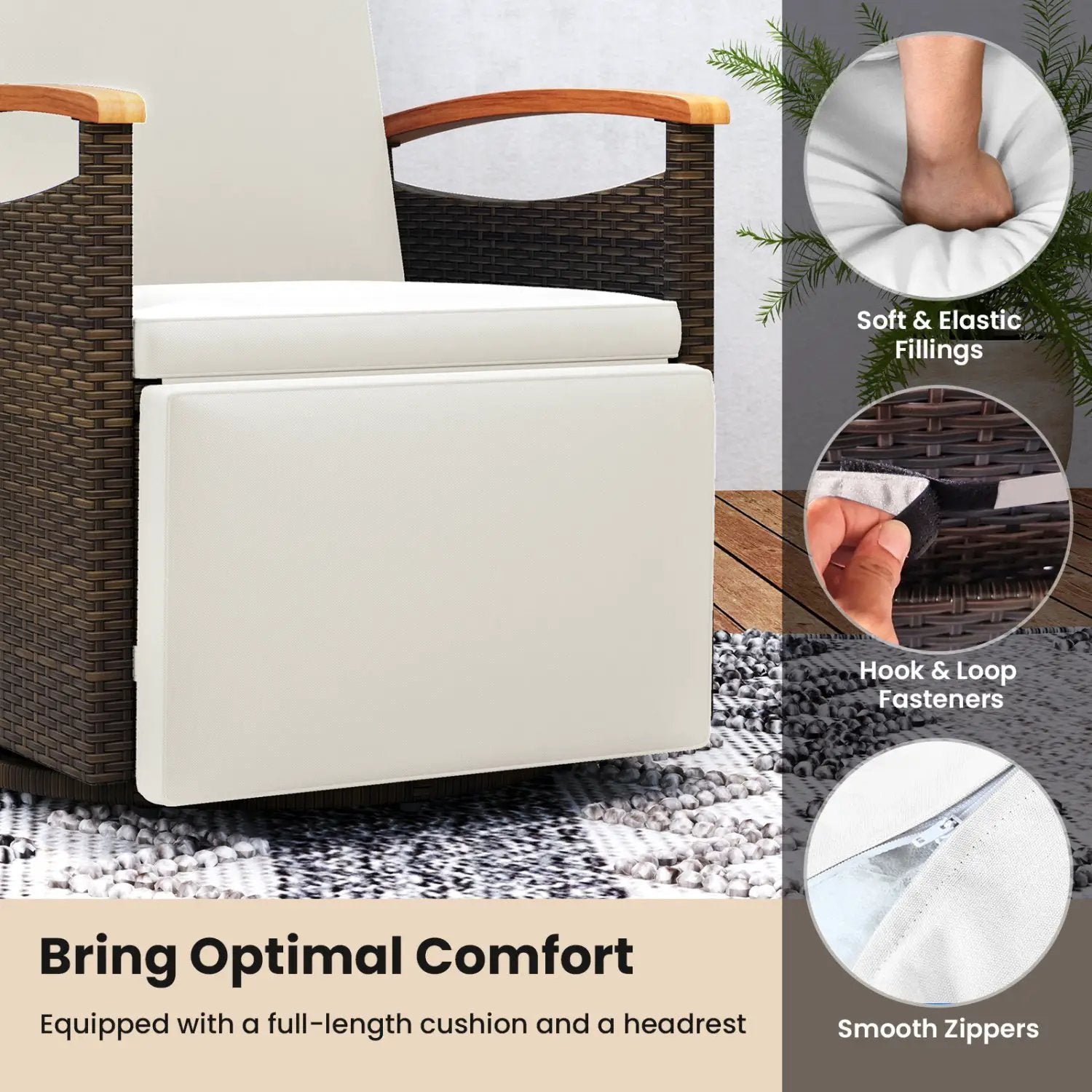 Swivel Reclining Chaise Lounge Set with Adjustable Backrest by DirectDeals