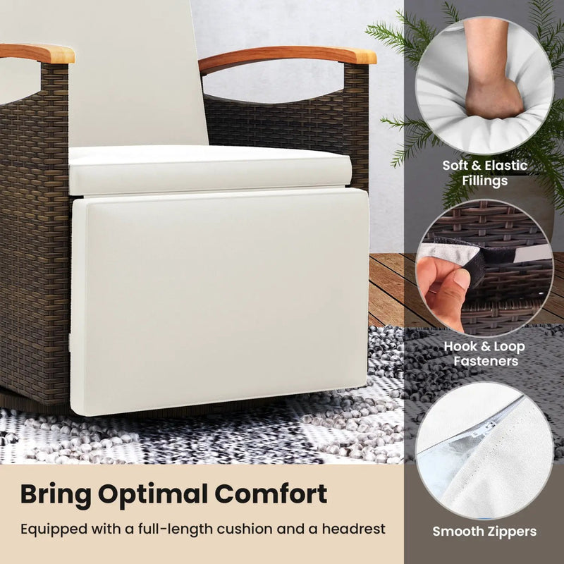 Swivel Reclining Chaise Lounge Set with Adjustable Backrest by DirectDeals