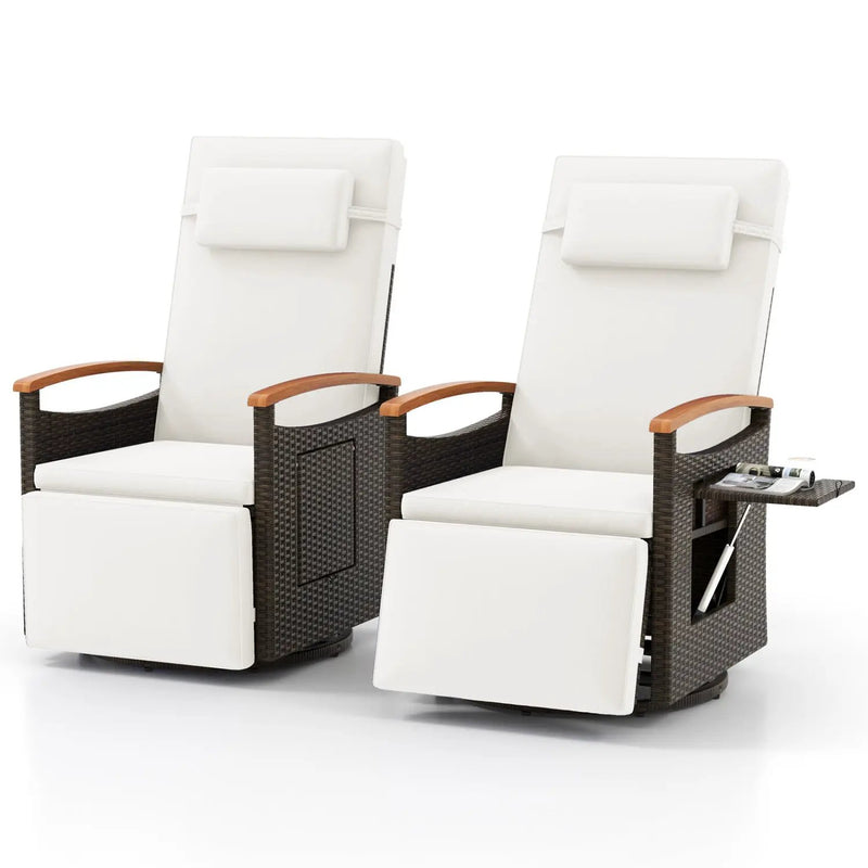 Swivel Reclining Chaise Lounge Set with Adjustable Backrest by DirectDeals