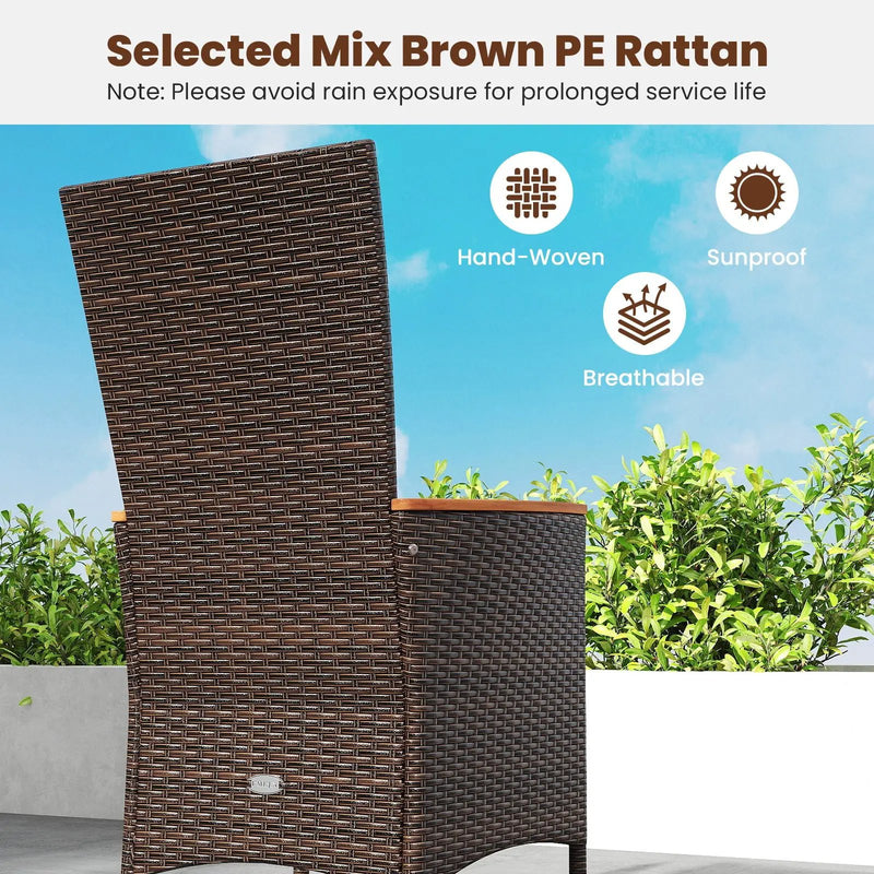 Patio Rattan Chairs Set of 2 Outdoor Wicker Dining Chairs with High Backrest-Beige by DirectDeals