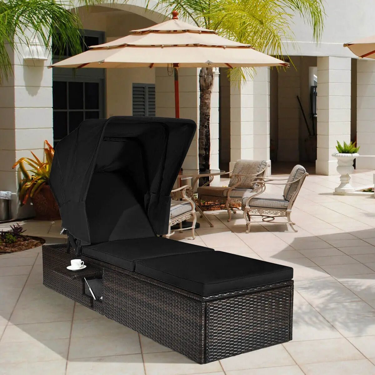 Outdoor Chaise Lounge Chair with Folding Canopy, photo 6 of 10