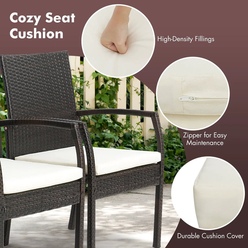 9 Pieces Patio Rattan Dining Set with Acacia Wood Table for Backyard Garden by DirectDeals