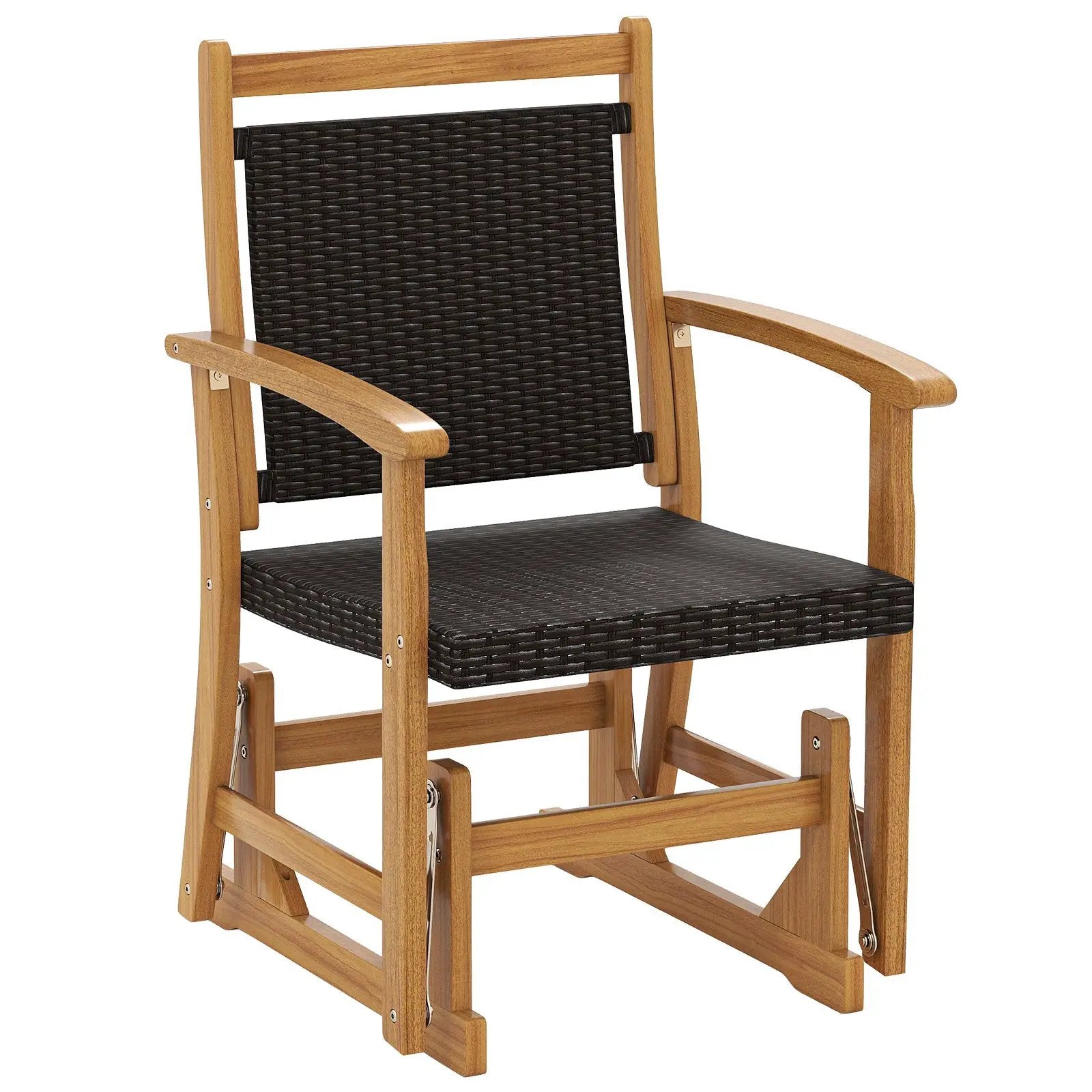 Rattan Glider Chair with Acacia Wood Frame by DirectDeals