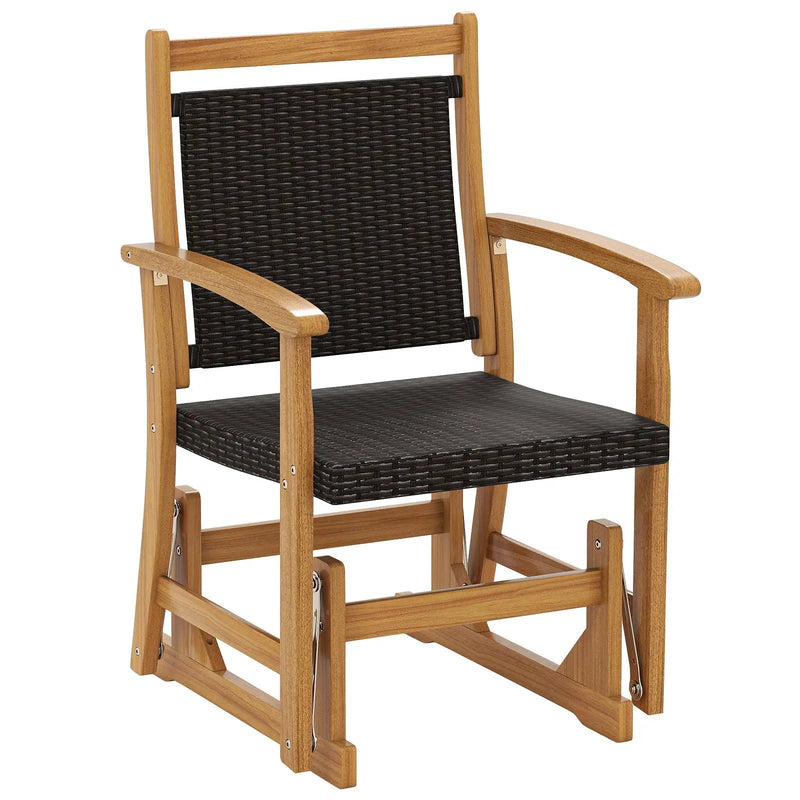 Rattan Glider Chair with Acacia Wood Frame by DirectDeals
