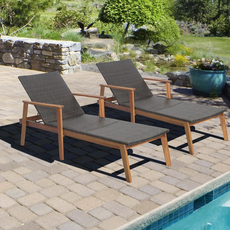 Patio Rattan Lounge Chair with 4-Position Adjustable Backrest by DirectDeals