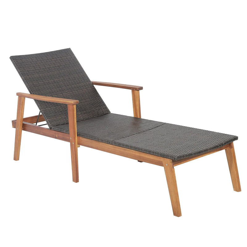 Patio Rattan Lounge Chair with 4-Position Adjustable Backrest by DirectDeals