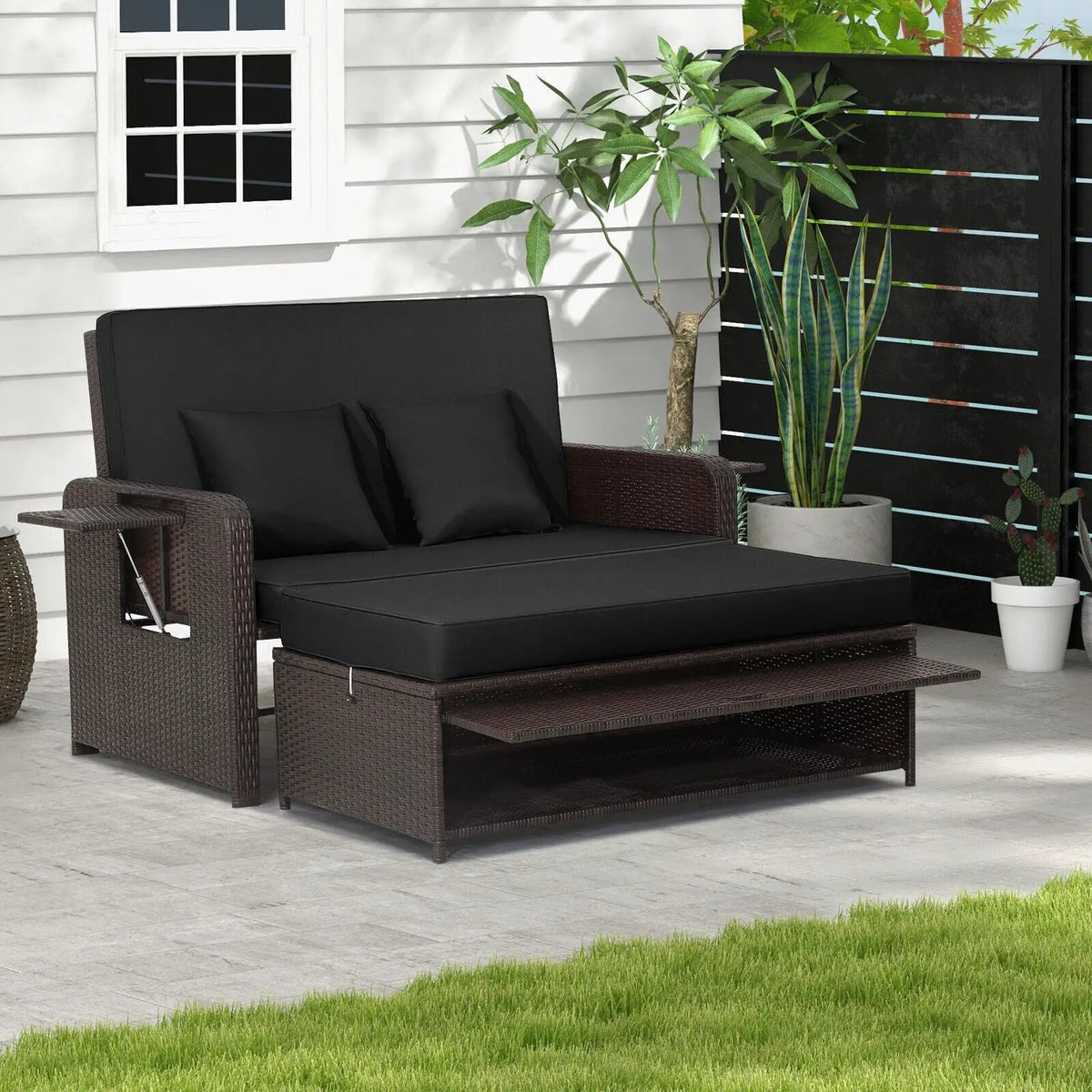 Outdoor Rattan Daybed with 4-Position Adjustable Backrest, photo 11 of 18
