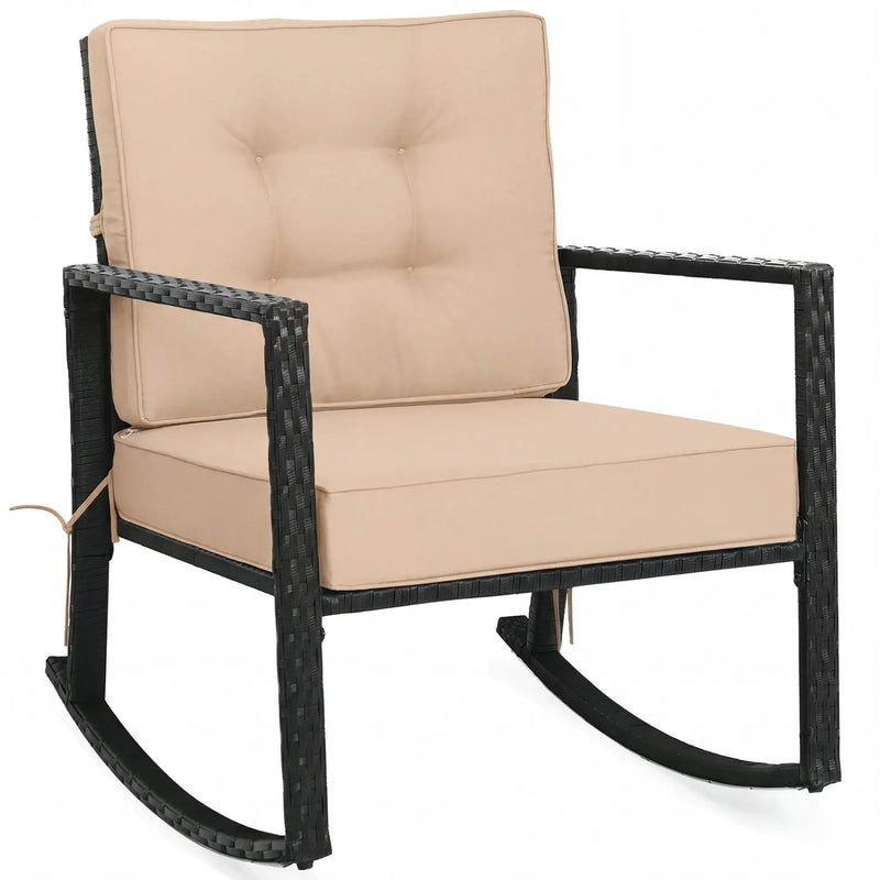Rattan Rocking Chair with Cushion for Patio & Garden by DirectDeals