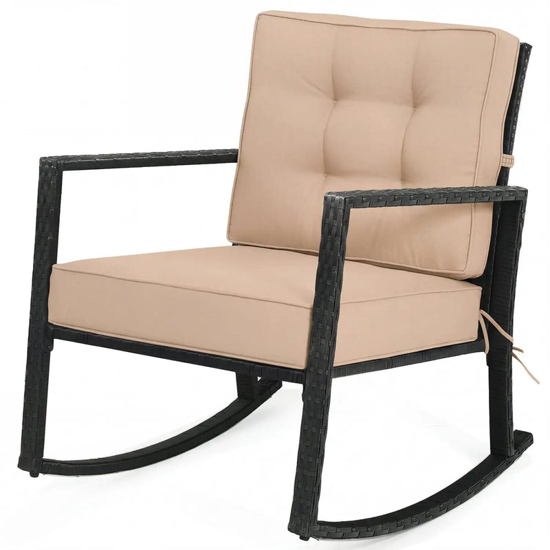 Rattan Rocking Chair with Cushion for Patio & Garden by DirectDeals