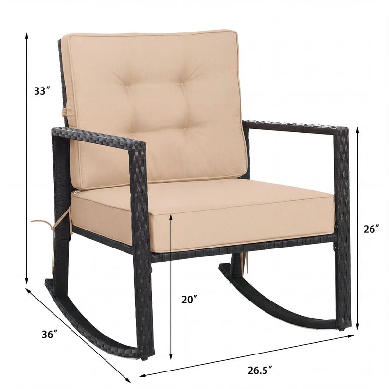 Rattan Rocking Chair with Cushion for Patio & Garden by DirectDeals